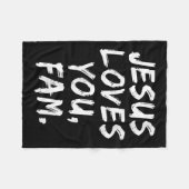 Vrouwen Jezus houdt van je Fam Christelijke gelovi Fleece Deken (Voorkant (Horizontaal))