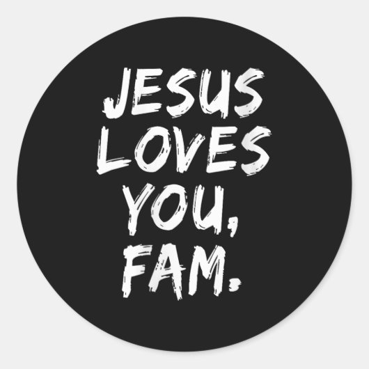 Vrouwen Jezus houdt van je Fam Christelijke gelovi Ronde Sticker (Voorkant)