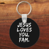 Vrouwen Jezus houdt van je Fam Christelijke gelovi Sleutelhanger (Voorkant)