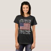 Vrouwen Jezus is mijn redder Trump mijn President T-shirt (Voorkant volledig)