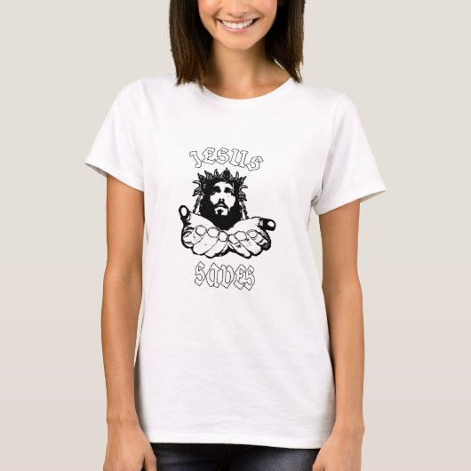 Vrouwen Jezus redt T-shirt (Voorkant)