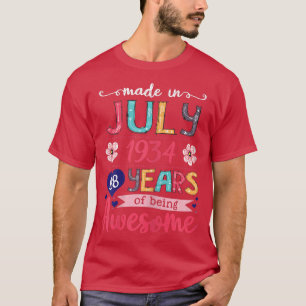 Vrouwen juli meisjes 1934 Birthday Gift 88 jaar ou T-shirt