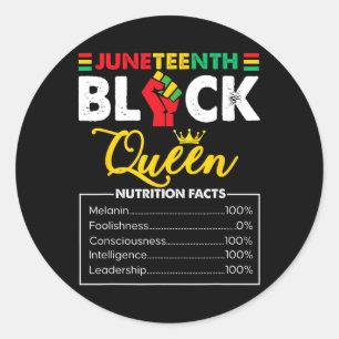 Vrouwen Juneteenth Zwarte Afrikaanse koningin Voed Ronde Sticker