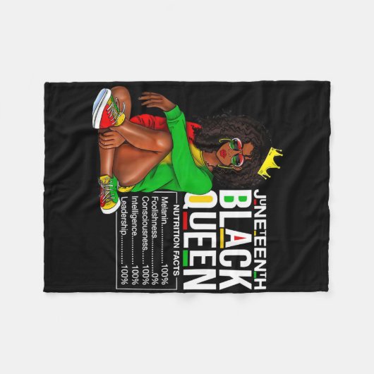 Vrouwen Juneteenth Zwarte Koningin Voedingsfeiten  Fleece Deken (Voorkant (Horizontaal))