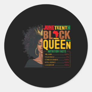 Vrouwen Juneteenth Zwarte Koningin Voedingsfeiten Ronde Sticker