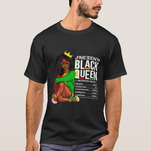 Vrouwen Juneteenth Zwarte Koningin Voedingsfeiten  T-shirt (Voorkant)
