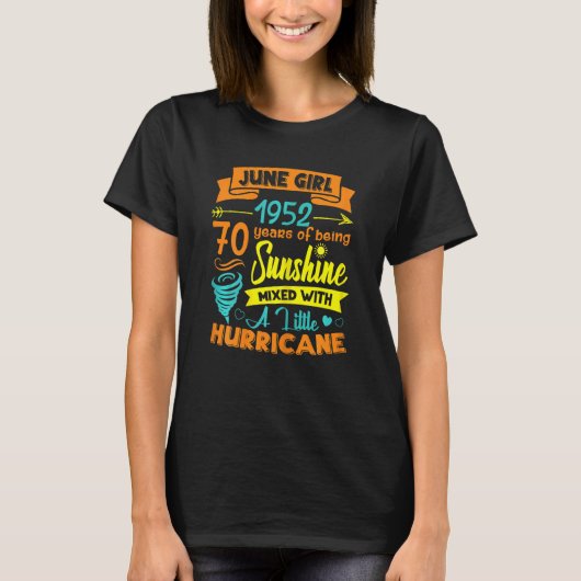 Vrouwen juni 1952 70 jaar oud zonneschijn gemengd t-shirt (Voorkant)