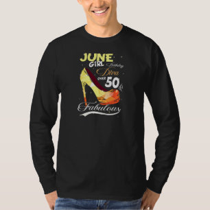 Vrouwen Juni Meisje Verjaardag Diva Fabulous 50e G T-shirt
