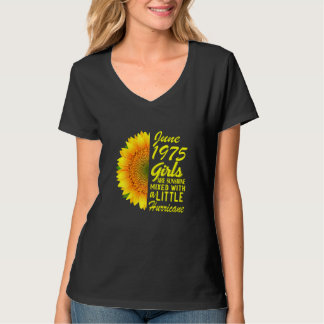 Vrouwen Juni Meisjes 1975 Zonnebloem 47e Verjaarda T-shirt