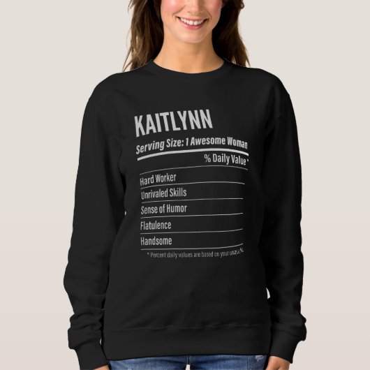 Vrouwen Kaitlynn Nutritional Facts Serving Size Ca Trui (Voorkant)