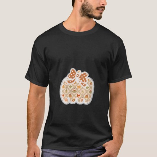 Vrouwen Kant Bloemen Herfst Herfst Pompoen Coquett T-shirt (Voorkant)
