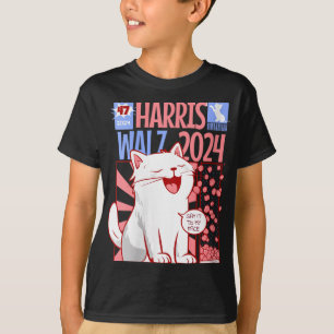 Vrouwen Kat Dames voor Kamala Harris WZ 2024 Zeg h T-shirt