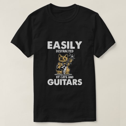Vrouwen Kat Spelen Gitaar | Gemakkelijk afgeleid d T-shirt (Design voorkant)