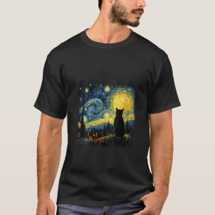 Vrouwen Kat Sterrennacht Van Gogh Kat Voor Kattenl T-shirt