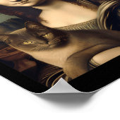Vrouwen Kattenliefhebber Mona Lisa Kattenkitten Poster (Hoek)