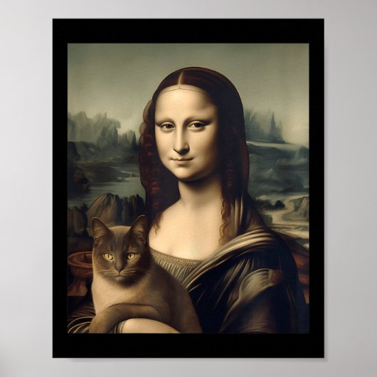Vrouwen Kattenliefhebber Mona Lisa Kattenkitten Poster (Voorkant)