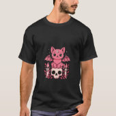 Vrouwen Kawaii Pastel Gothic Schattige Creepy Cat  T-shirt (Voorkant)
