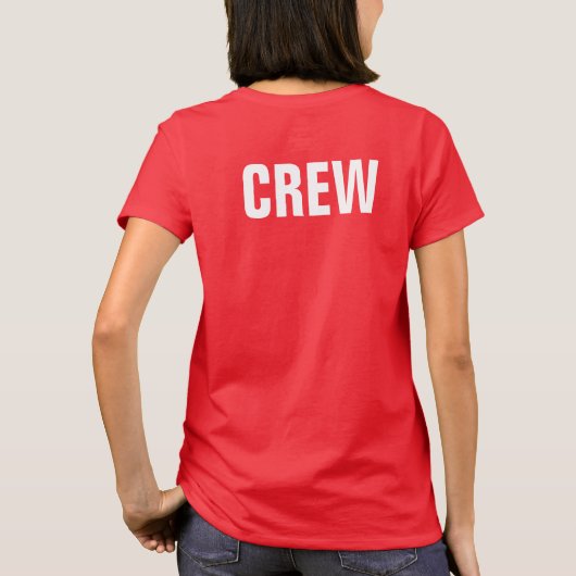 Vrouwen Kerst Crew Team Personeel Lid Rood Wit T-shirt (Achterkant)