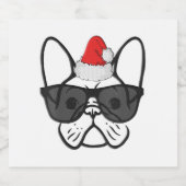Vrouwen Kerst Frenchie Hond Gezicht Koele Kerstman Sparkling Wijnetiket (Enkel label)