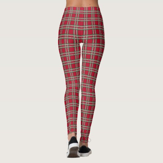 Vrouwen Kerst Rode Plaid Broek Leggings (Achterkant)