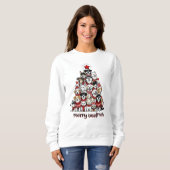 Vrouwen Kerst Sweatshirts Hond Mama Woofmas Trui (Voorkant volledig)