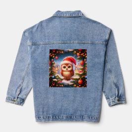 Vrouwen kerst uil denim jas jacket