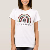 Vrouwen Kerstmis Merry and Bright T-shirt (Voorkant)