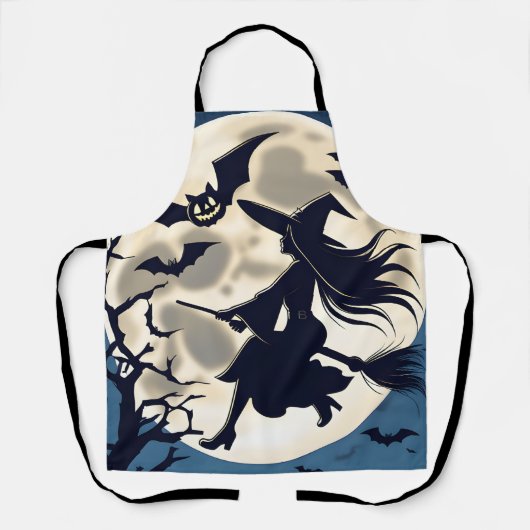 Vrouwen keuken Schorten, Halloween volle maan heks Schort (Voorkant)