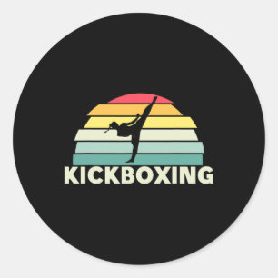 Vrouwen Kickboksen Vechtsport Retro Karate Meisjes Ronde Sticker