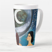 Vrouwen Kijken naar de Maan Kunstwerk Latte Mok (Rechterhoek)