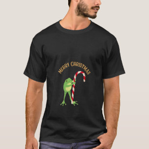 Vrouwen Kikker Holding Candy Cane Grappige Kikker  T-shirt