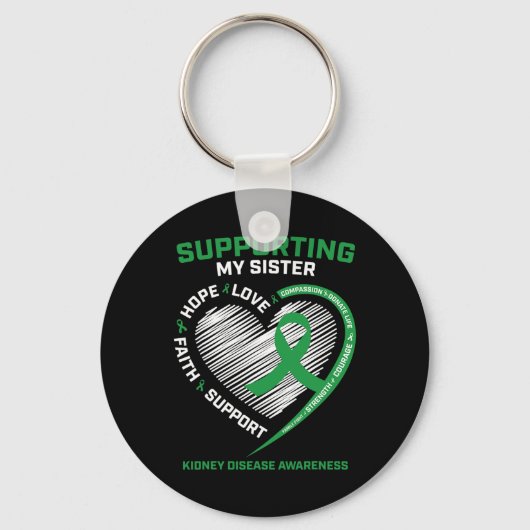 Vrouwen Kinder Groene Zuster Nierziekte Awareness Sleutelhanger (Voorkant)