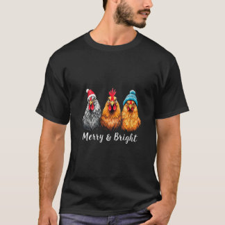 Vrouwen Kippen Lover Boer Vrolijk Bright Kerstmis T-shirt