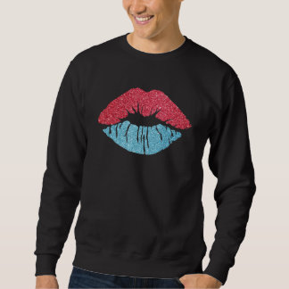 Vrouwen Kiss Lips Amerika Lips Rood Blauw Lipstick Trui