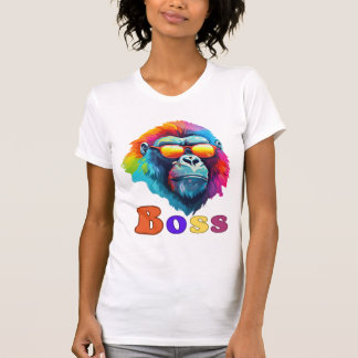 Vrouwen, kleurrijke baas Gorilla Head T-shirt