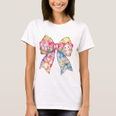 Vrouwen Kleurrijke Pasen Coquette Bow T-shirt (Voorkant)