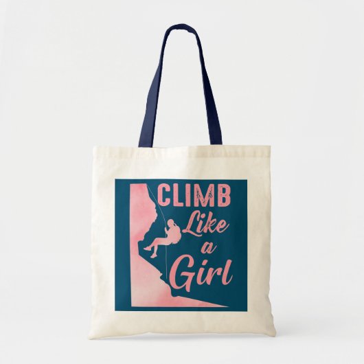 Vrouwen klimmen als een meisje die bergbergbergwan tote bag (Voorkant)