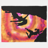 Vrouwen klimmen in de zonsondergang fleece deken (Voorkant (Horizontaal))