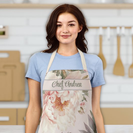 Vrouwen Koken Bakken Waterverf Bloemenpioen Schort
