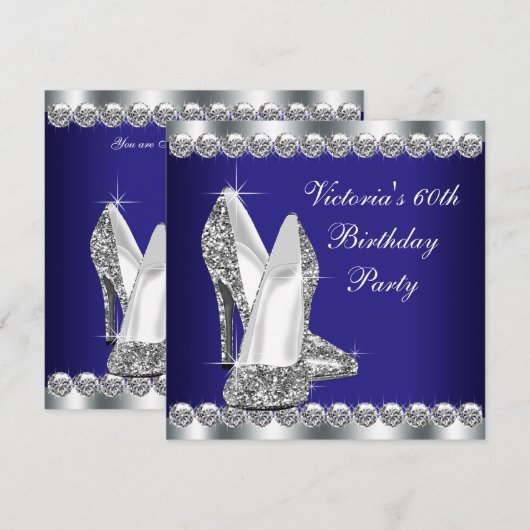 Vrouwen Koninklijk Blauw 60ste Verjaardagsfeest Kaart (Voorkant / Achterkant)