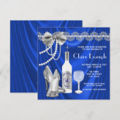 Vrouwen koninklijk blauw en zilver gerijpt tot in  kaart (Voorkant / Achterkant)