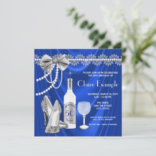 Vrouwen koninklijk blauw en zilver gerijpt tot in  kaart (Staand voorkant)