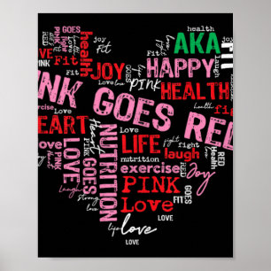 Vrouwen kostuum aka roze gaat rood voor hart gezon poster