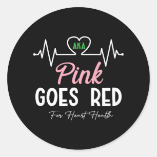 Vrouwen kostuum aka roze gaat rood voor hart gezon ronde sticker