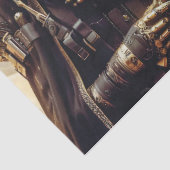 Vrouwen krijger in zwart met twee afbeeldingen Dec Tissuepapier (Detail)