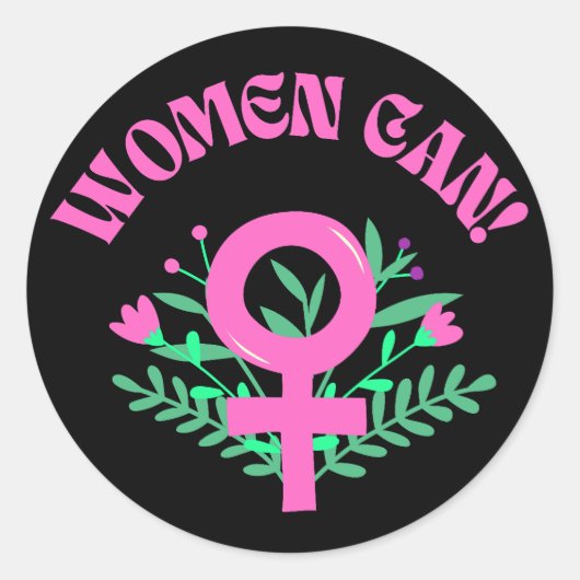 Vrouwen kunnen feministisch zijn ronde sticker (Voorkant)
