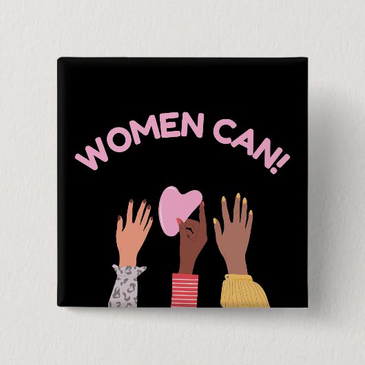 Vrouwen kunnen feministisch zijn vierkante button 5,1 cm (Voorkant)