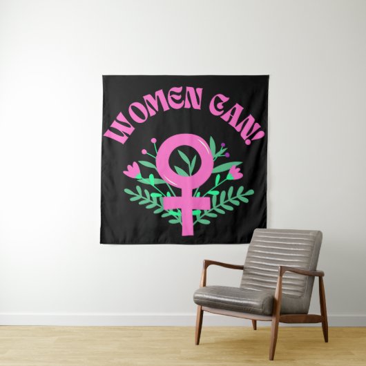 Vrouwen kunnen feministisch zijn wandkleed (In situ)