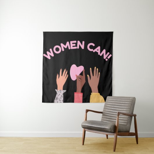 Vrouwen kunnen feministisch zijn wandkleed (In situ)