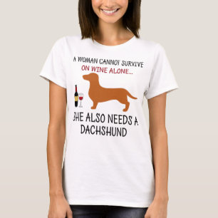 Vrouwen kunnen niet overleven met alleen wijn t-shirt